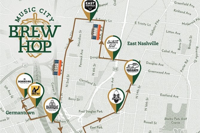 Brewery Hop-On Hop-Off Trolley Tour of Nashville