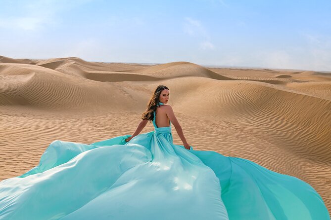 Dubai Flying Dress Private Photoshoot in the Desert - Professional Photographer and Attire