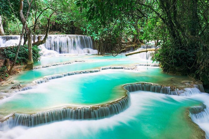 1 DAY Mekong Cruise to Pak Ou Caves. Kuang Si Waterfalls . Local Villages