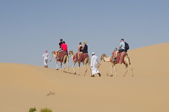 Abu Dhabi Desert Safari With BBQ Dinner,Sandboarding & Camel Ride
