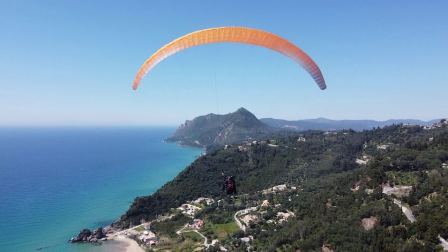 Corfu: Paragliding Tandem Flight Above Pelekas Town