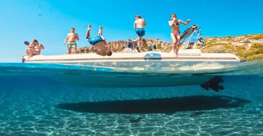 From Faliraki Harbor: Speedboat Tour With Snorkeling & Caves