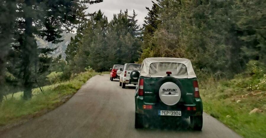 From Rethimno: Open-Top Jeep Tour With BBQ and Swim Stop