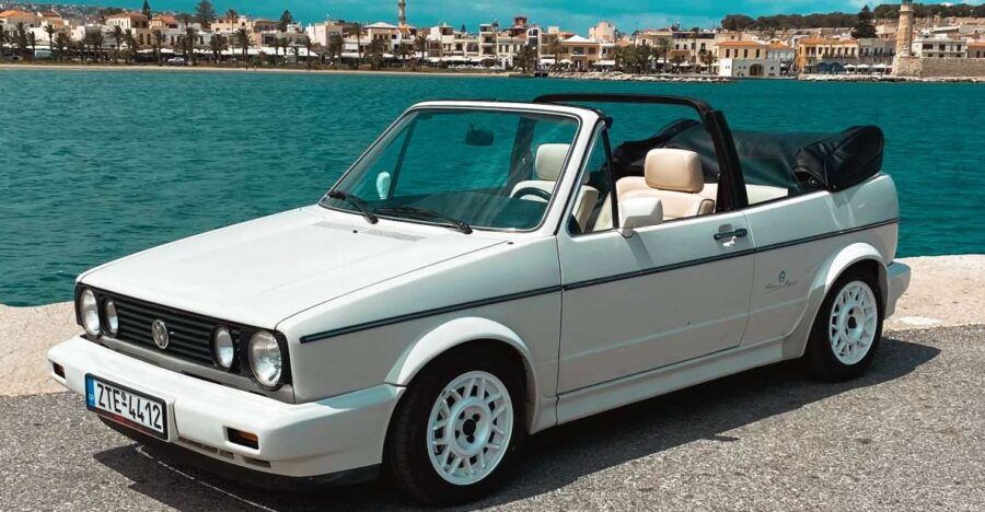 Rethymno: Ride With a Golf Cabriolet 1984 for 12 Hours