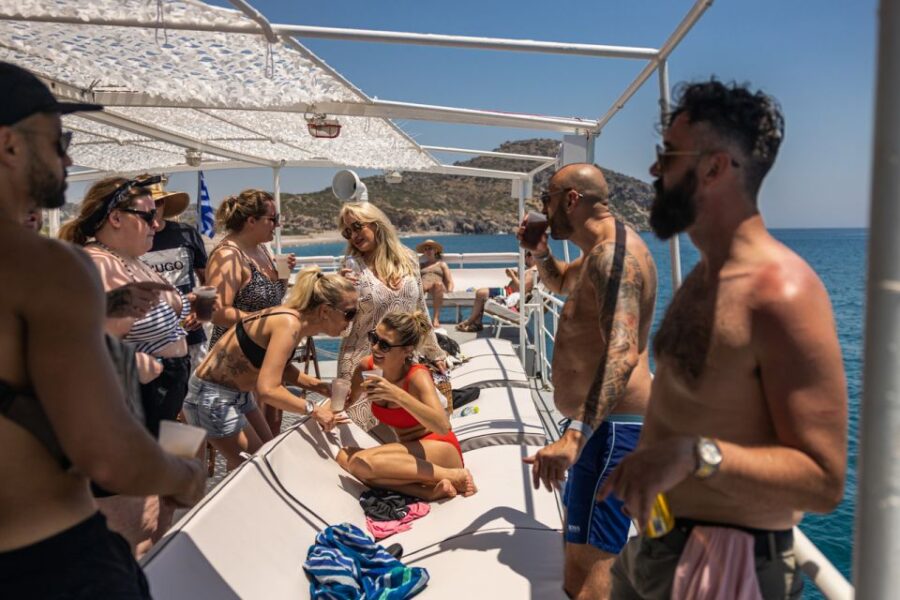 Rhodes: Bay to Bay Swim Cruise With Greek Buffet and Wine