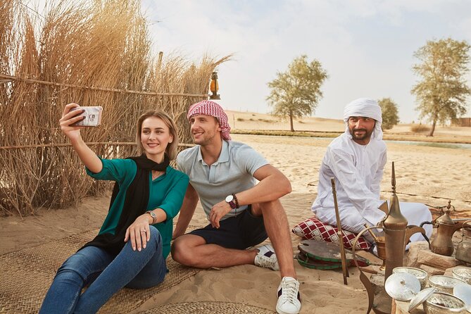 Dubai: Camel Caravan, Bedouin Breakfast With Al Marmoom Oasis - Arabian Makeover and Falcon Photos