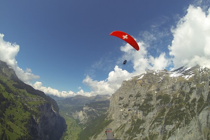 Paragliding Over the Lauterbrunnen Valley - Landing at Stechelberg Schilthornbahn