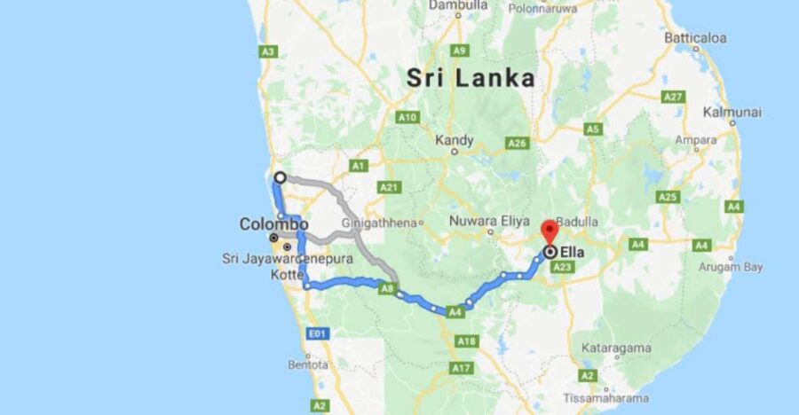 Colombo: Bandaranaike Airport to Ella Taxi Transfer