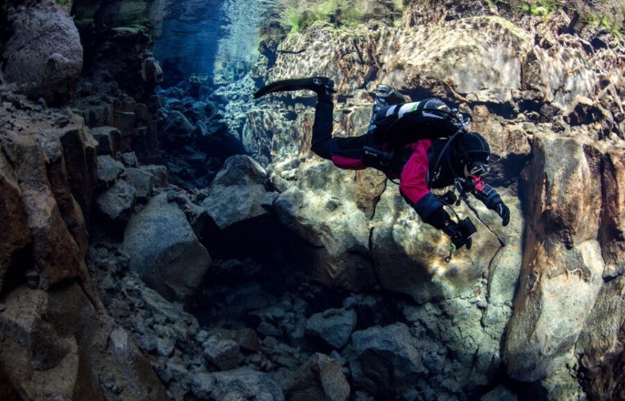 Diving in Silfra Fissure in Thingvellir National Park