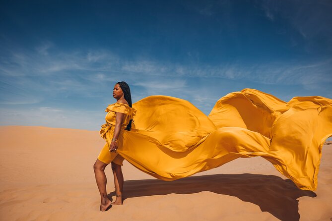 Dubai Desert Flying Dress Photoshoot