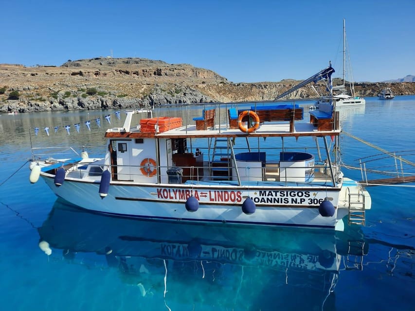 From Kolympia: Boat Trip to Lindos With 2 Swim Stops