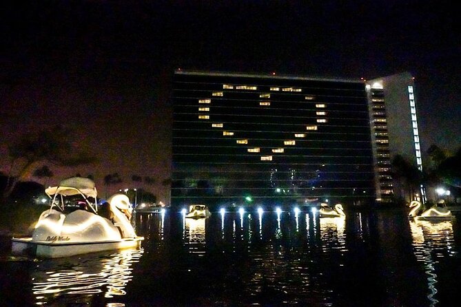 Illuminated Swan Boat Night Ride on Rainbow Lagoon
