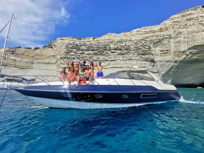 Milos : Kleftiko Half Day Semi Private Power Yacht Cruise