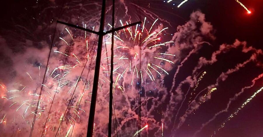 New Years Eve Fireworks Sail With Sparkling Wine