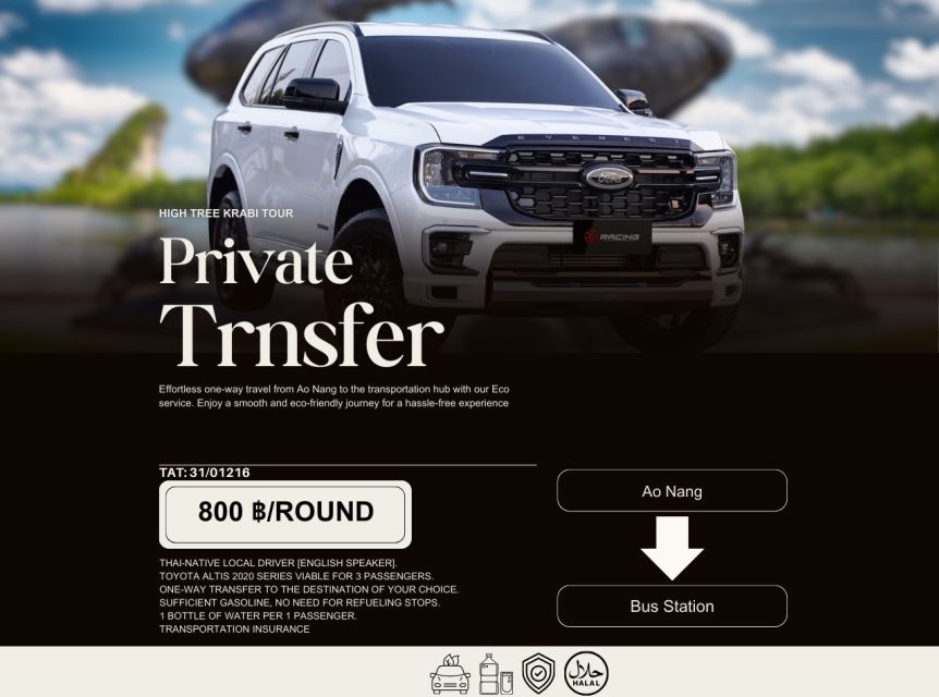Private SUV-Transfer: One-way Ao Nang - Bus Statation