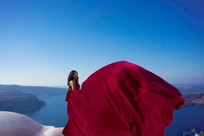 Santorini Flying Dress Photoshoot & Video by Professionals