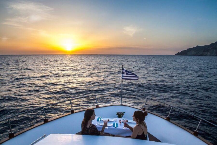 Santorini: Motor Yacht Private Cruise With 5-Course Meal