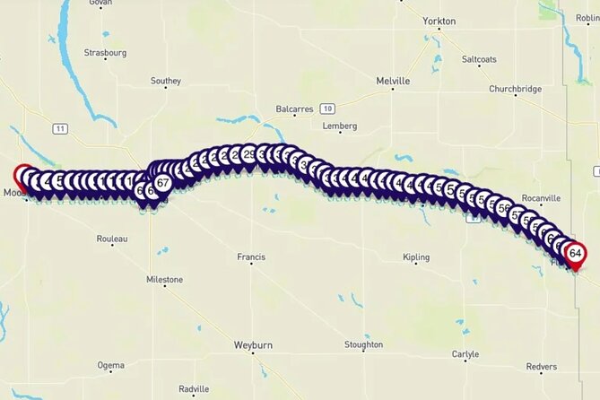 Smartphone Driving Tour Between Moose Jaw, Regina and Manitoba - Scenic Driving Route