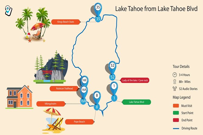 Ultimate Lake Tahoe Self-Guided Driving Audio Tour - Key Features of the Tour