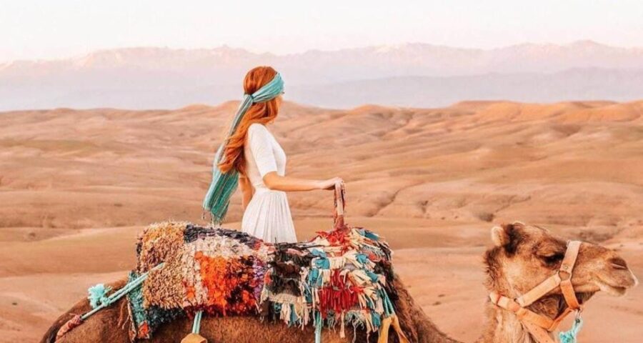 Camel Ride in Agafay Desert at Sunset