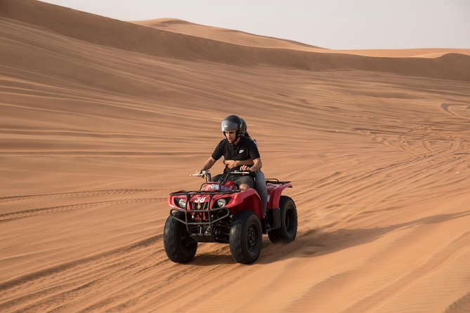 Dubai Morning Quad Bike With Sandboarding and Camel Ride