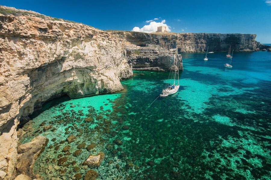 From St. Julians: Gozo, Comino, Blue Lagoon by Powerboat