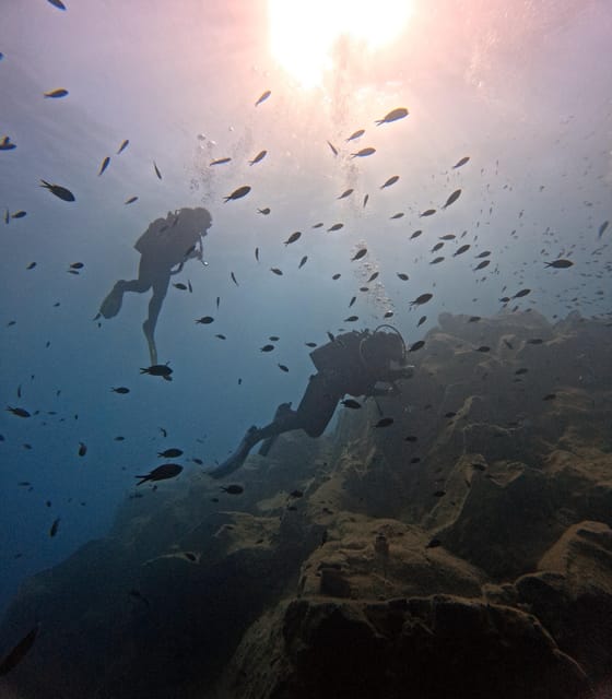 Scuba Diving in the Volcanic Caldera/shorelines of Santorini