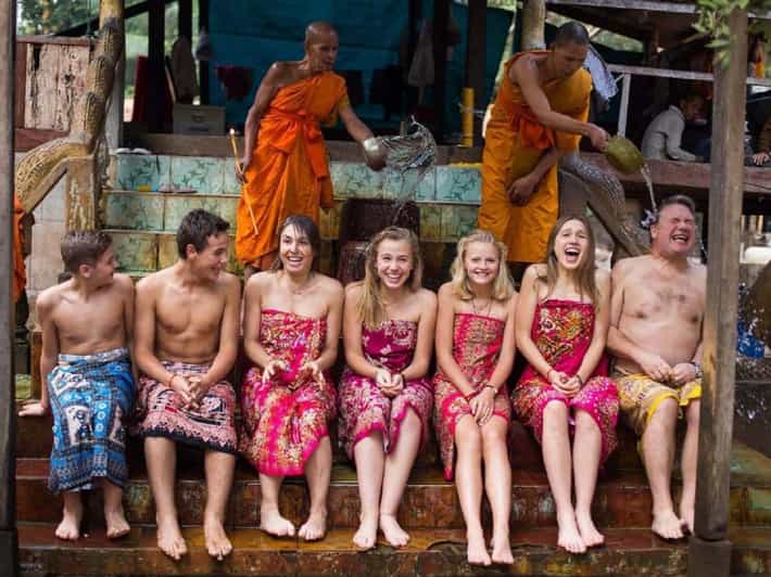 Siem Reap Cambodian Buddhist Water Blessing and Local Market