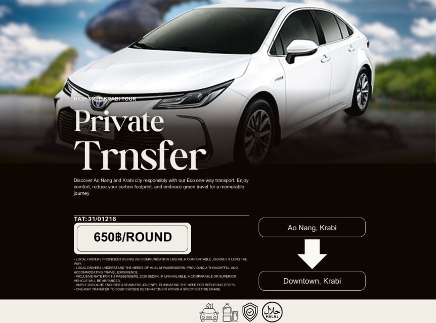 Private Eco-Transfer: One-way Ao Nang - Downtown, Krabi - Vehicle and Amenities