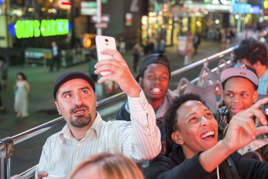 Nyc: Sightseeing Night Tour by Open-Top Bus With Live Guide