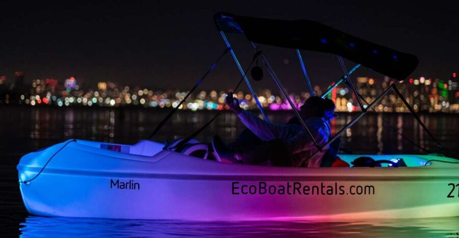 San Diego: Night Date Glow Pedal Boat With Downtown Views