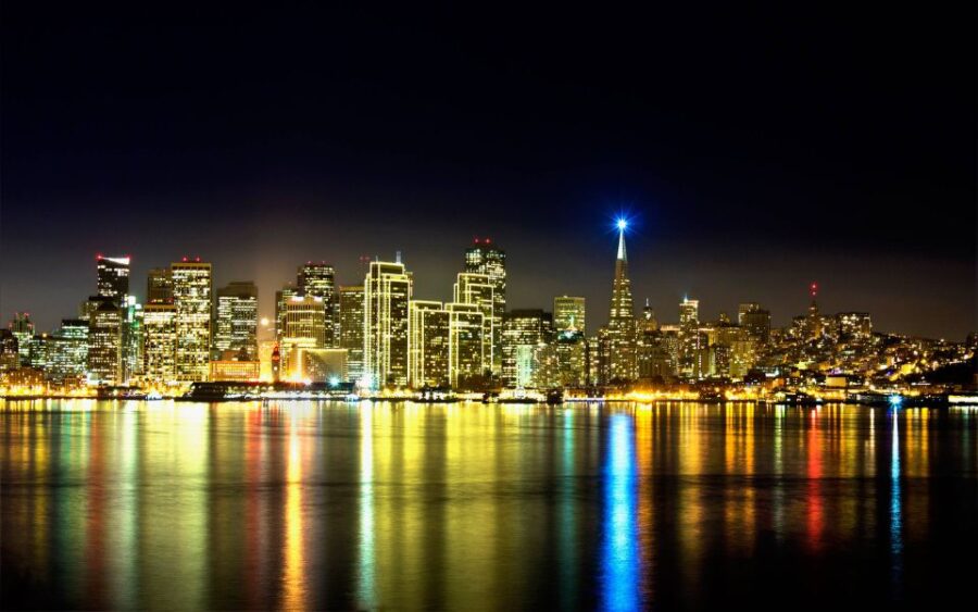 San Francisco: City Lights Sail Under the Full Moon
