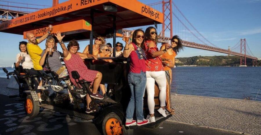 Fun Beer Bike by the Seafront in Lisbon