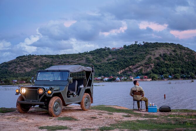 Countryside and Sunset With Military Jeep