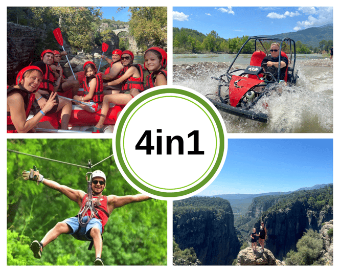 Side/Antalya: Canyon Rafting, Buggy or Quad, & Zipline Tour