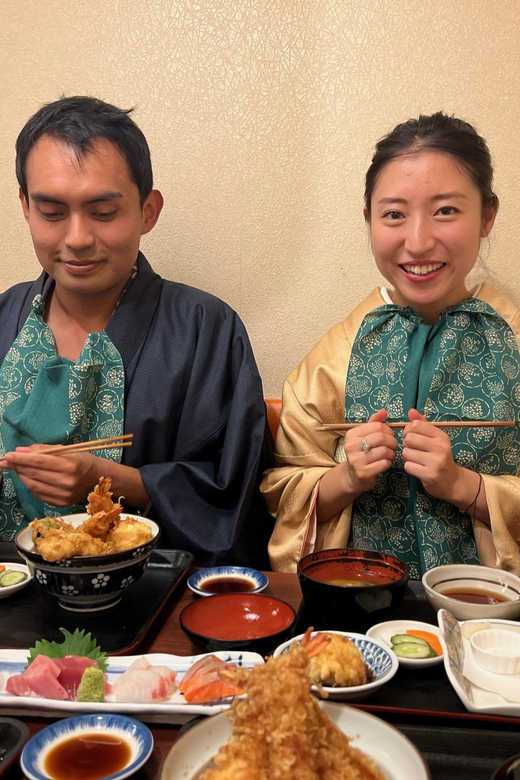 Kimono and Japanese Food at Asakusa Night