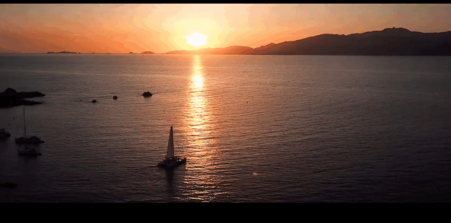Sunset to Corsican Song on a Catamaran
