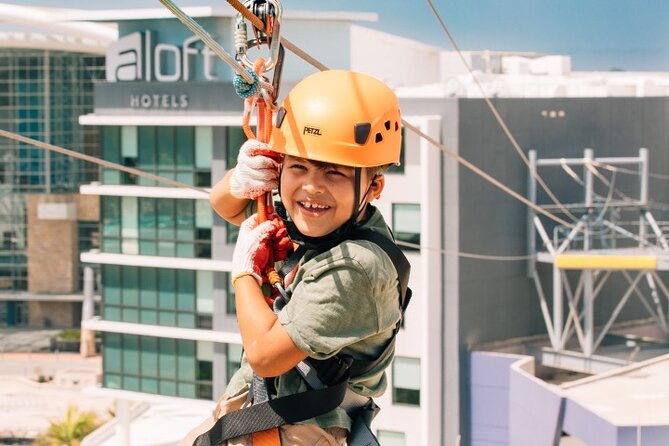 Zipline Sky Bull in Urban Environment in Toroverde Urban Park San Juan