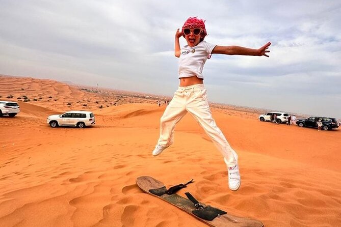 Dubai Anytime Short Desert Visit With Camel and Sandboarding
