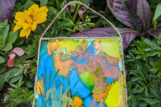 Embossed Alcohol Ink Tile in Estes Park - Artistic Process