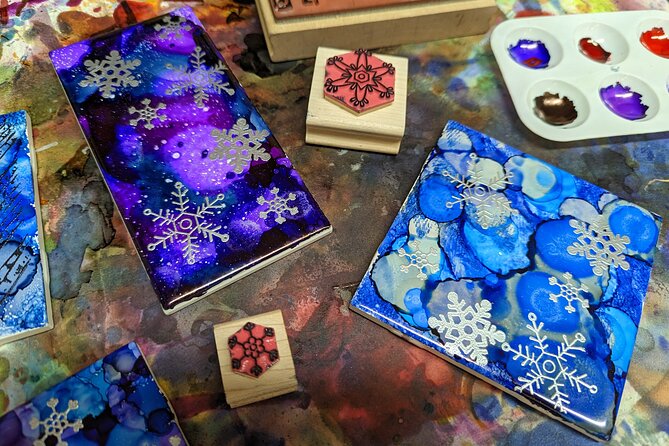 Embossed Alcohol Ink Tile in Estes Park - Exploring Creativity