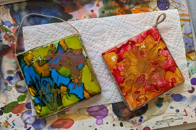 Embossed Alcohol Ink Tile in Estes Park - Discovering Estes Park