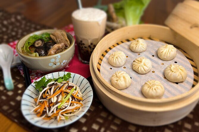 Taiwan Traditional Delicacies Experience, Xiao Long Bao, Chicken vermicelli with mushroom and sesame oil, Tofu strips salad, Bubble milk tea. - Who Should Book This?